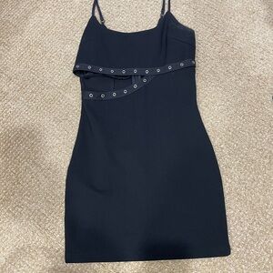 Elegant Black Dress with Eyelet Detail